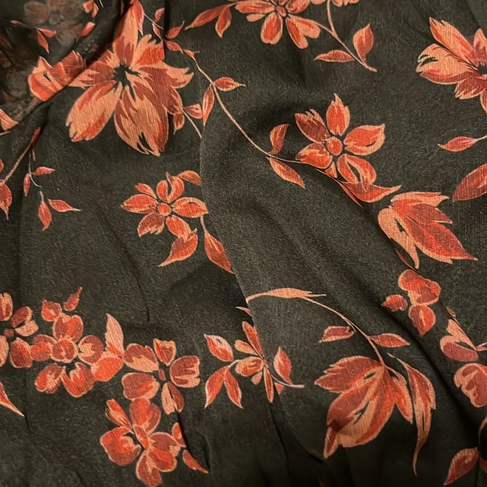 Cupshe Floral Print Long Peasant Sleeve Dress SZ M